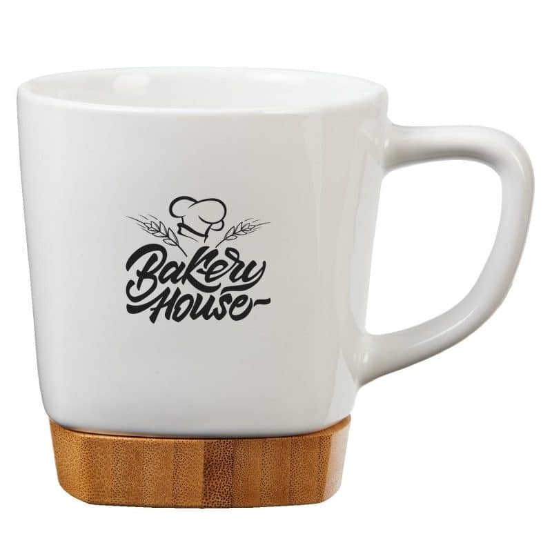 Custom 11 Oz. Ceramic Mug with Removable Bamboo Coaster - 6