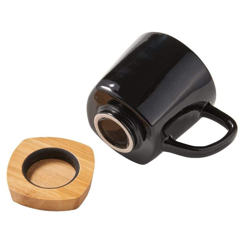 Custom 11 Oz. Ceramic Mug with Removable Bamboo Coaster - 7