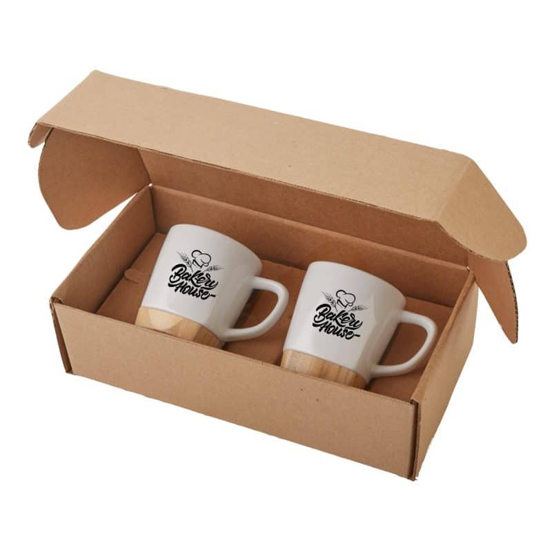 Custom 11 Oz. Ceramic Mugs w/Removable Bamboo Coaster Gift Set - 5