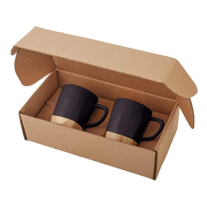 Custom 11 Oz. Ceramic Mugs w/Removable Bamboo Coaster Gift Set - 7