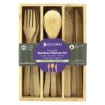 Custom 12 Piece Reusable Bamboo Flatware Set in Storage Case - 1