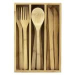 Custom 12 Piece Reusable Bamboo Flatware Set in Storage Case