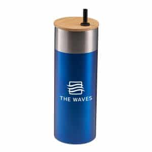 Custom 20 Oz. Stainless Steel Tumbler w/Bamboo Lid & Straw