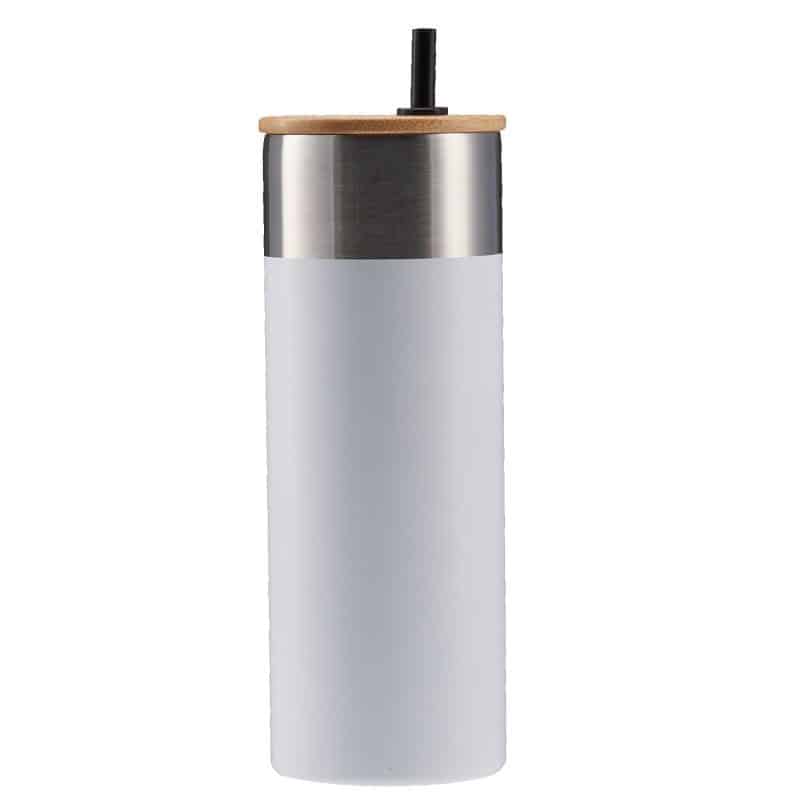 Custom 20 Oz. Stainless Steel Tumbler w/Bamboo Lid & Straw - 5