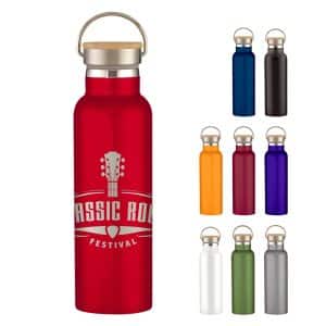 Custom 21 Oz. Full Laser Tipton Stainless Steel Bottle With Bamboo Lid