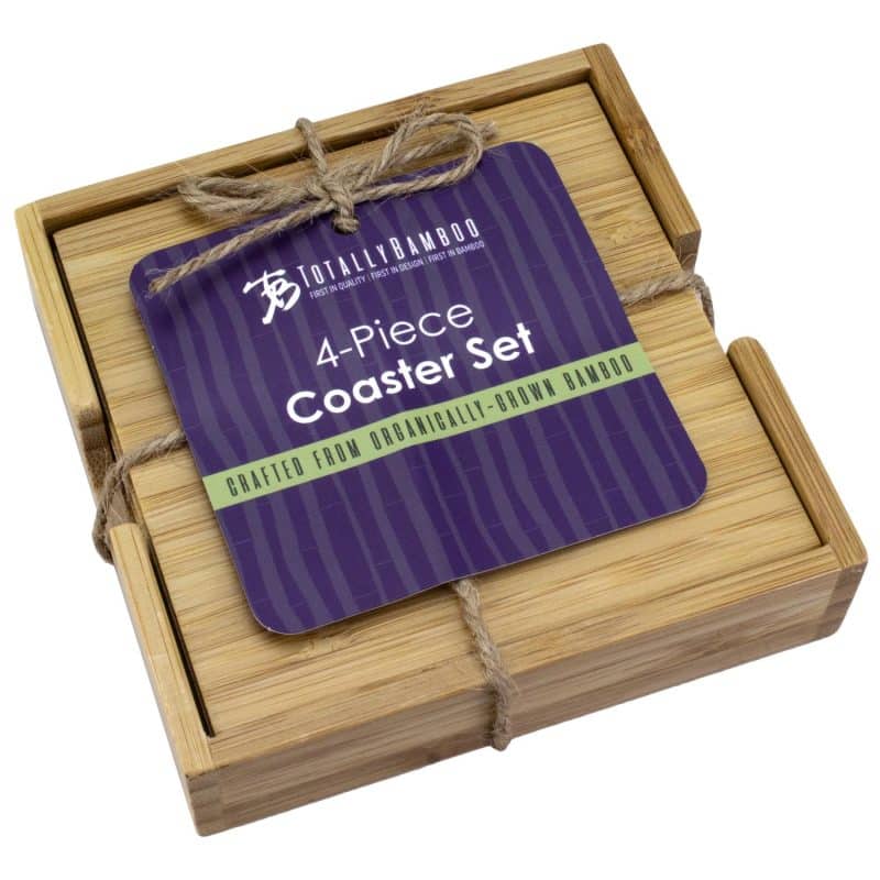 Custom 4 Piece Bamboo Coaster Set w/Case - 3