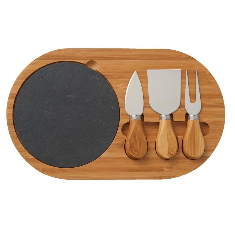 Custom 4-Piece Oval Slate Cheese Board Set - 1
