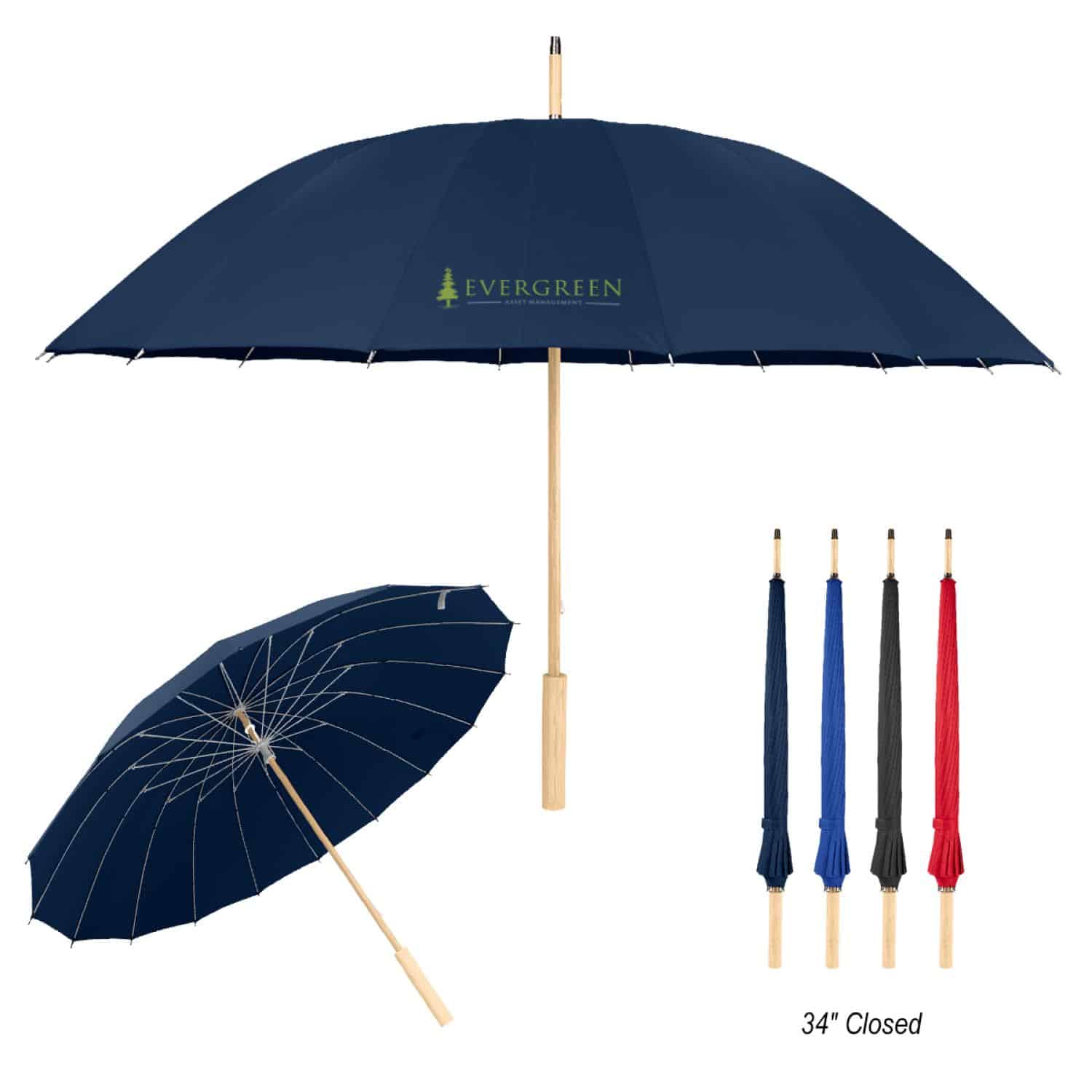 Custom 46" Arc Umbrella With 100% Rpet Canopy & Bamboo Handle
