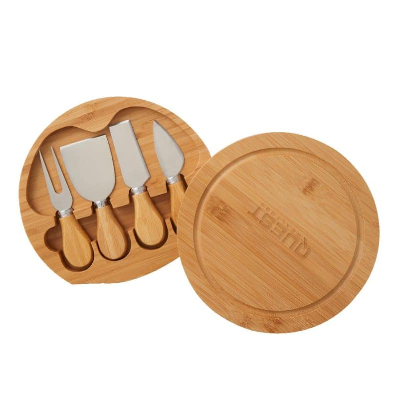 Custom 5-Piece Swivel Top Bamboo Cheese Board Set - 8