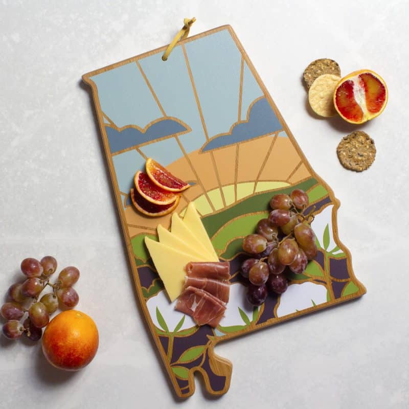 Custom Alabama State Shaped Cutting & Serving Board w/Artwork by Summer Stokes - 1