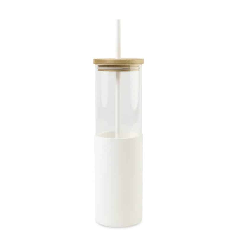 Custom Aviana™ Journey Glass Tumbler with Straw - 20 Oz - White - 1