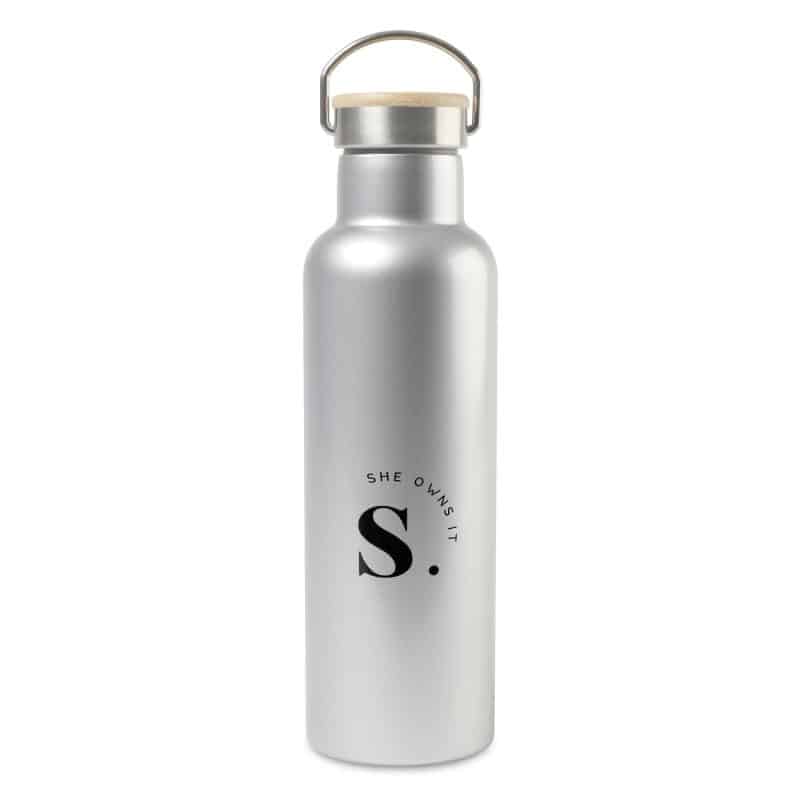 Custom Aviana™ Metallics Double Wall Stainless Steel Wine Bottle - 25 Oz. - Metallic Silver