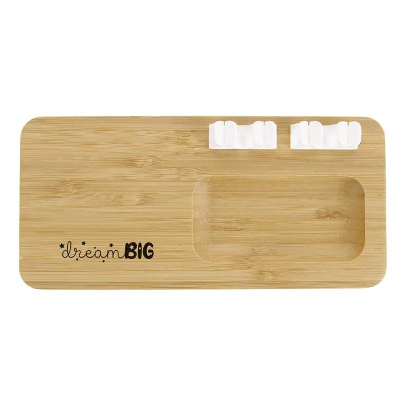 Custom Bamboo 10W Wireless Charging Pad with Cable Organizer