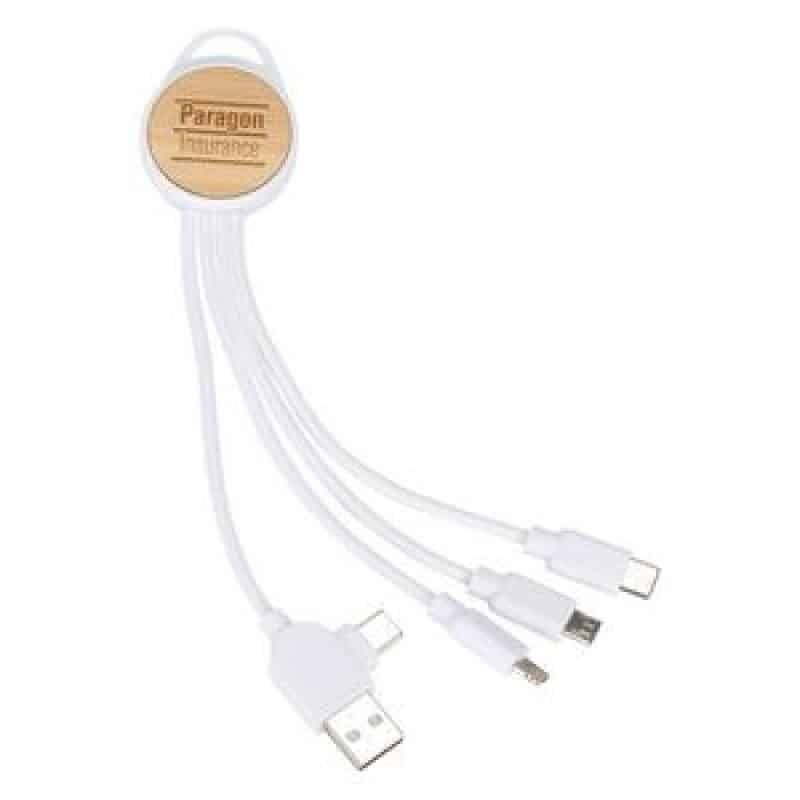 Custom Bamboo 3-in-1 6" Charging Cable