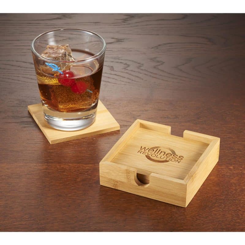 Custom Bamboo Coaster Set