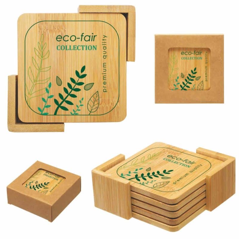 Custom Bamboo Coaster Set