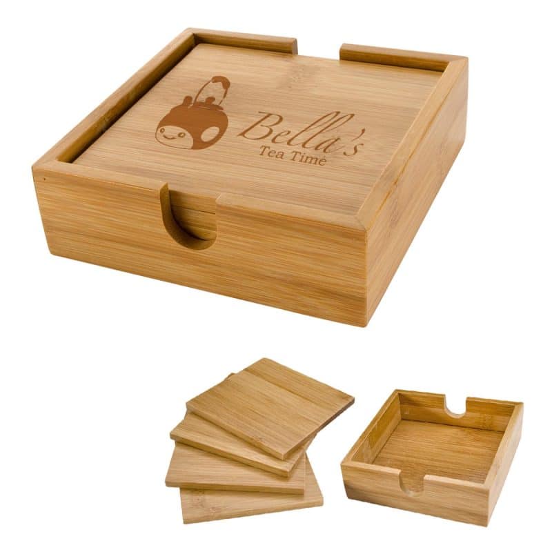 Custom Bamboo Coaster Set