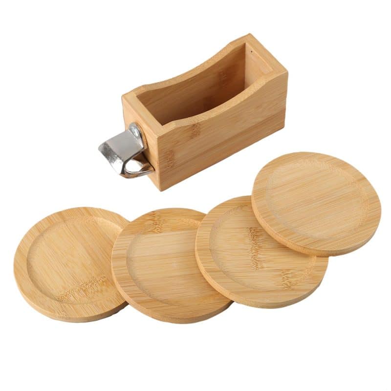 Custom Bamboo Coaster Set w/ Bottle Opener - 1