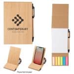 Custom Bamboo Desk Jotter With Phone Stand - 1