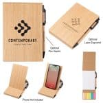 Custom Bamboo Desk Jotter With Phone Stand
