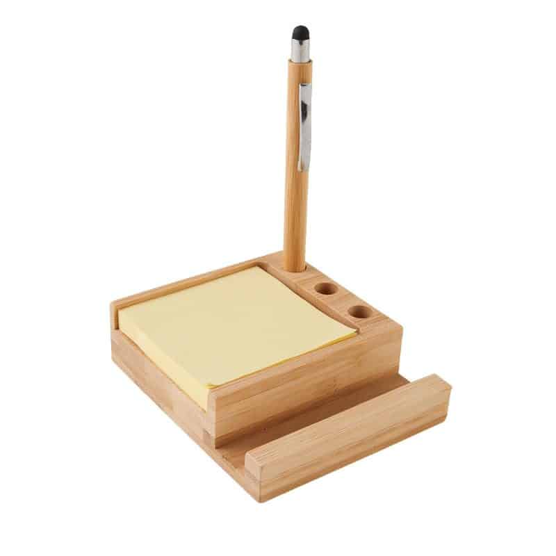 Custom Bamboo Desk Organizer w/Phone Holder - 1
