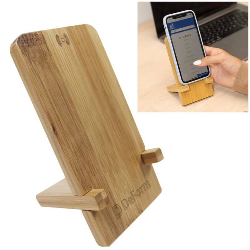 Custom Bamboo Wireless Charger Phone Stand - 2