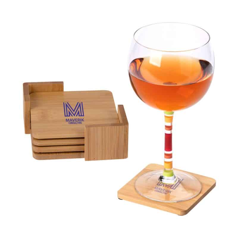 Custom Brandon IV 4-Piece Bamboo Coaster Set