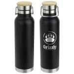 Custom Cusano 22 oz Vacuum Insulated Stainless Steel Bottle with Bamboo Cap - 2