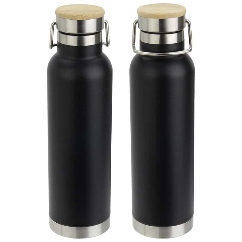 Custom Cusano 22 oz Vacuum Insulated Stainless Steel Bottle with Bamboo Cap - 3
