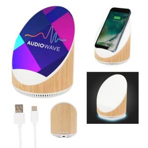 Custom Edgewood Bamboo Speaker & Wireless Charger