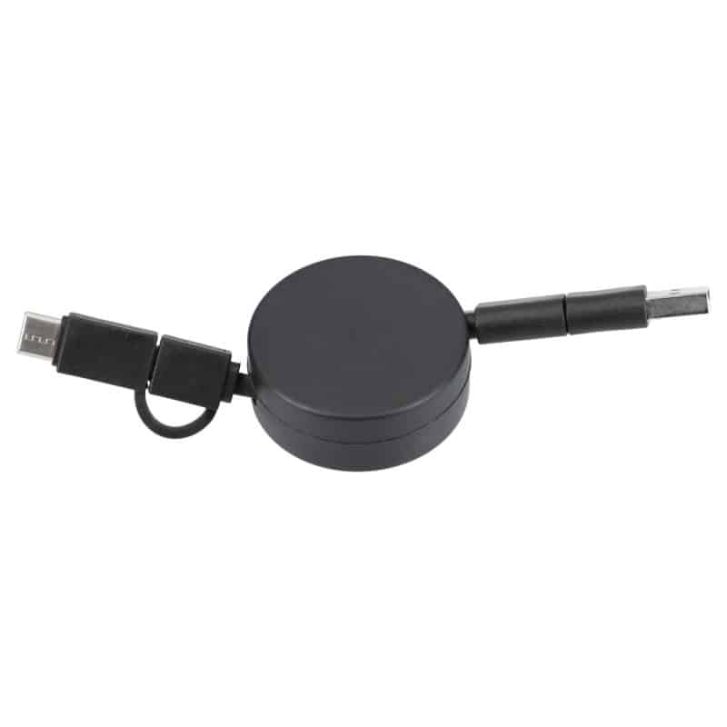 Custom FSC® 100% Bamboo Retractable 5-in-1 Charging Cable - 2