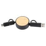 Custom FSC® 100% Bamboo Retractable 5-in-1 Charging Cable - 4