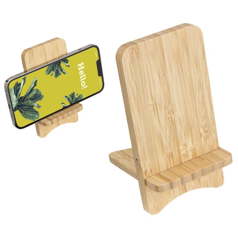 Custom FSC® Bamboo Wireless Charger Portable Phone Stand - 1