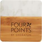 Custom Marble and Bamboo Coaster Set - 5