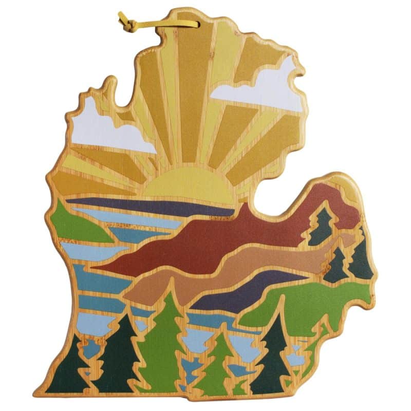 Custom Michigan (Mitten) State Shaped Cutting & Serving Board w/Artwork by Summer Stokes