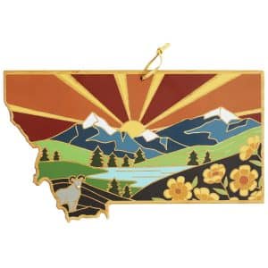 Custom Montana State Shaped Cutting & Serving Board w/Artwork by Summer Stokes