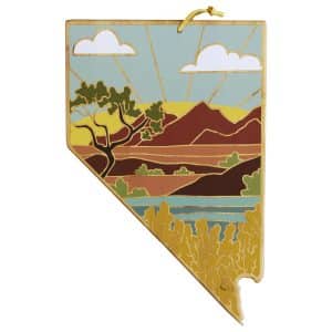 Custom Nevada State Shaped Cutting & Serving Board w/Artwork by Summer Stokes