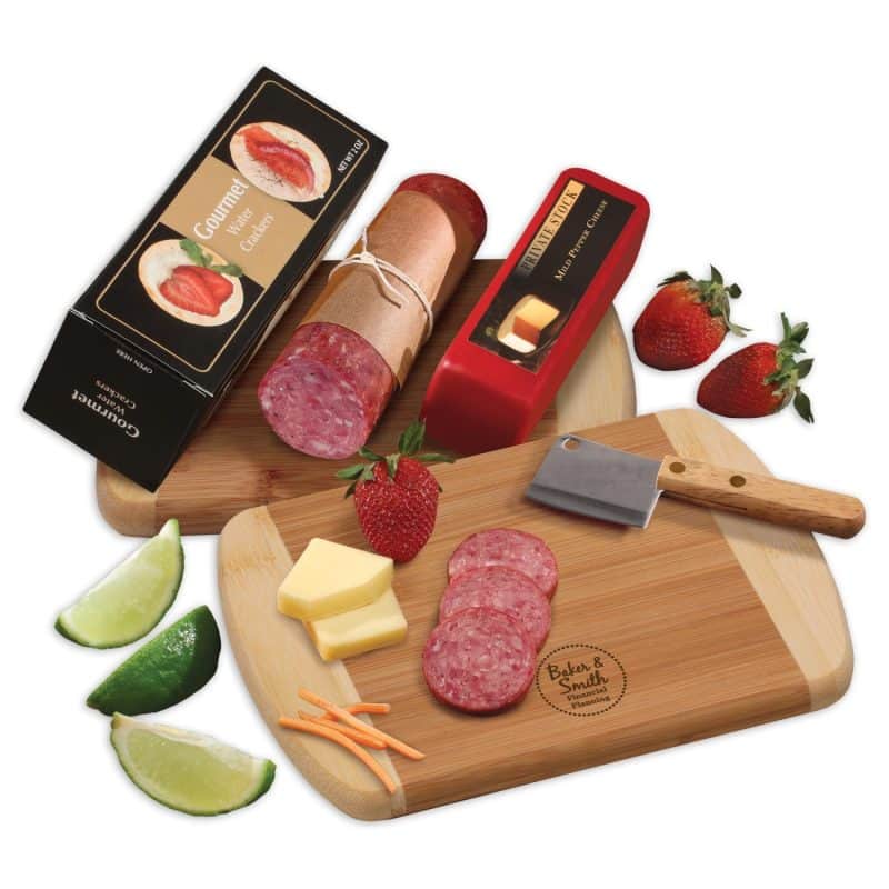 Custom Shelf-Stable A Taste of Wisconsin Snack Board w/Cleaver