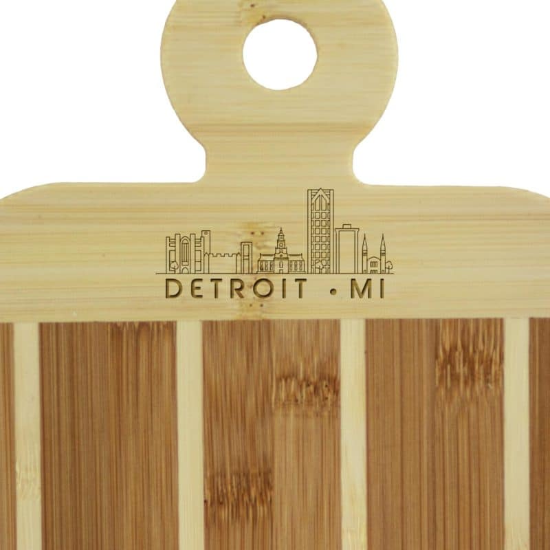 Custom Striped Paddle Detroit City Skyline Board - 2