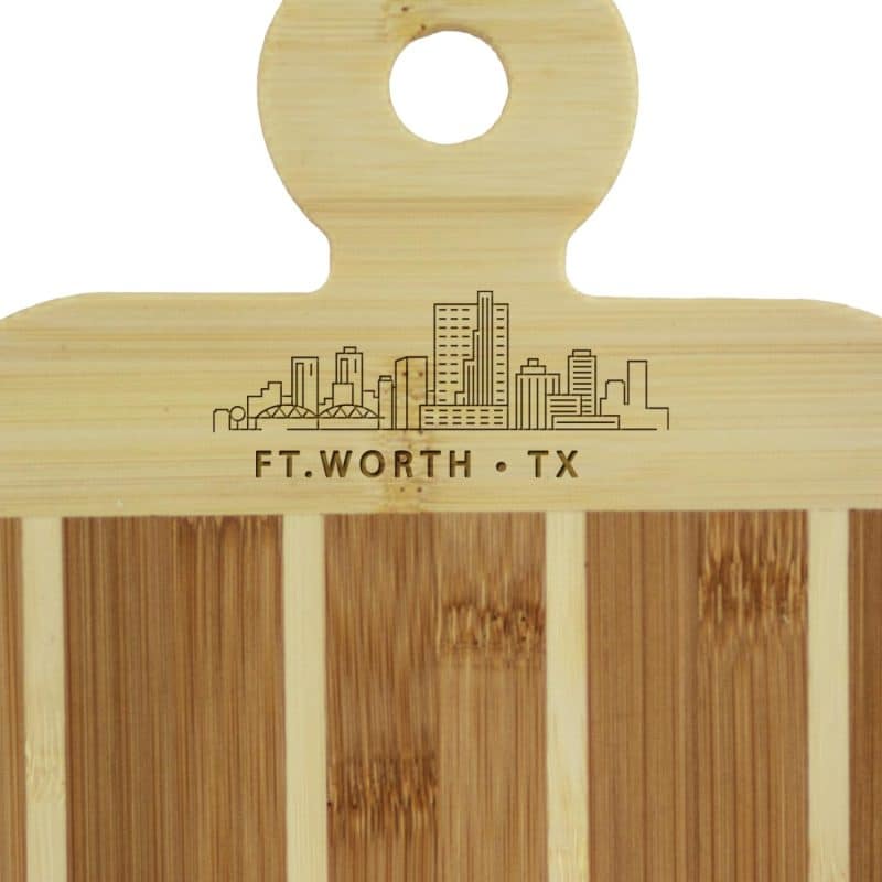 Custom Striped Paddle Fort Worth City Skyline Board - 2