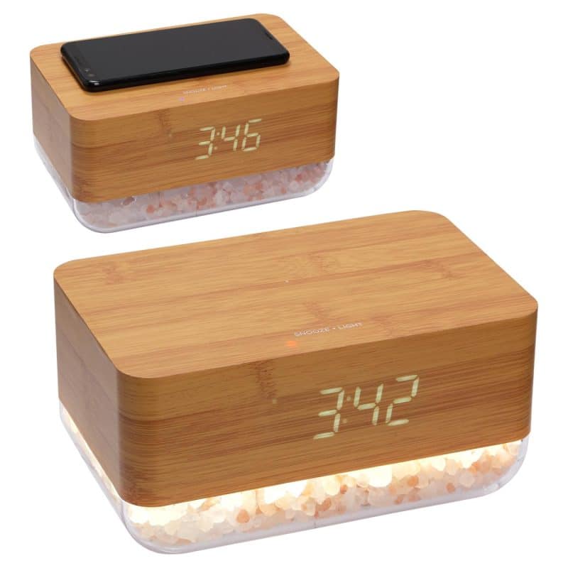 Custom Sunrise Alarm Clock with Himalayan Salt Lamp + Wireless Charger - 1
