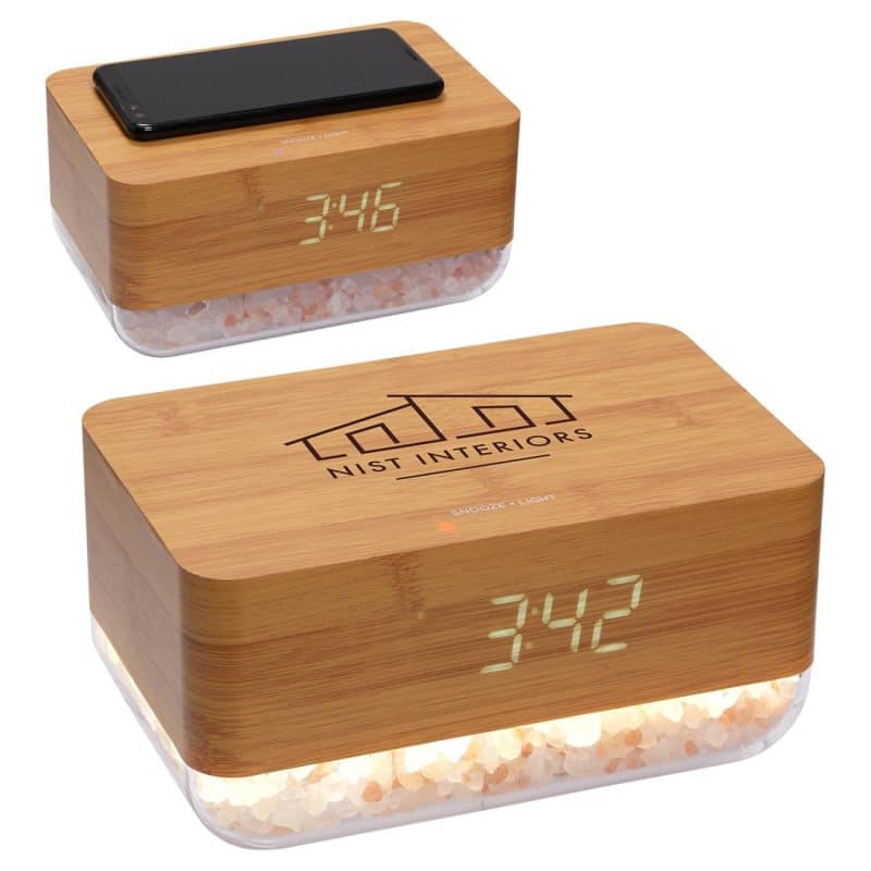 Custom Sunrise Alarm Clock with Himalayan Salt Lamp + Wireless Charger - 2