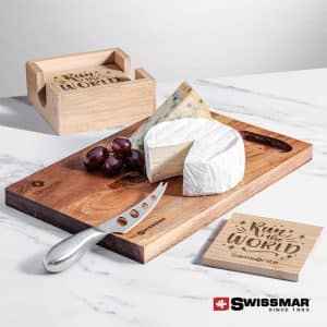 Custom Swissmar® Acacia Board & Bamboo Coasters