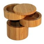 Custom Tiered Triple Bamboo Salt Box w/Magnetic Swivel Lids - 1