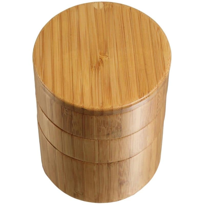 Custom Tiered Triple Bamboo Salt Box w/Magnetic Swivel Lids - 2