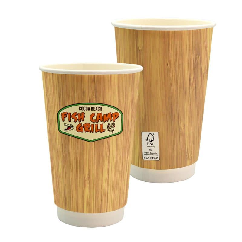 Custom 16 oz. Full Color Bamboo Pattern Paper Cup
