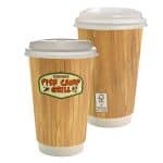 Custom 16 oz. Full Color Bamboo Pattern Paper Cup With Lid