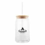 Custom 17 Oz. Soda Lime Glass Can With Bamboo Lid - 3