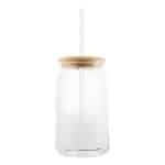 Custom 17 Oz. Soda Lime Glass Can With Bamboo Lid - 4