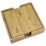 Custom 4 Piece Bamboo Coaster Set w/Case - 2